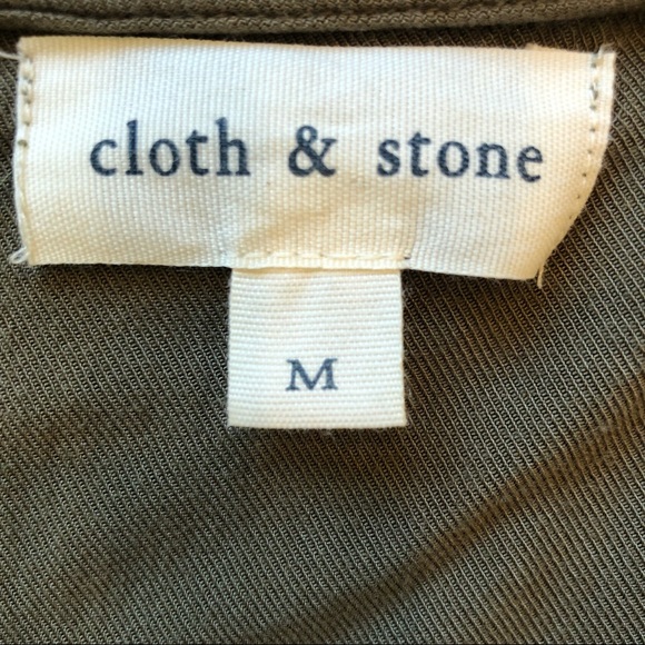 Anthropologie Cloth & Stone Olive Green Short Sleeve V Neck Tee Shirt Dress - M - Picture 6 of 7
